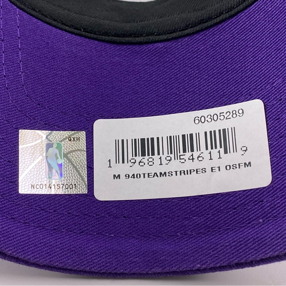 Men’s Los Angeles Lakers New Era Stripes 9FORTY Trucker Snapback Hat Purple OS - Picture 9 of 11